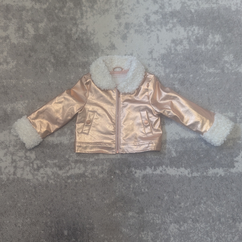 Stylish Metallic Kids Jacket with Faux Fur Trim